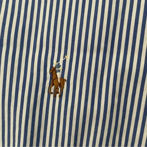 Ralph Lauren Mens
•Dress Shirt
•Button Up
•Blue Striped Cotton Yarmouth 17-36 - Picture 3 of 8